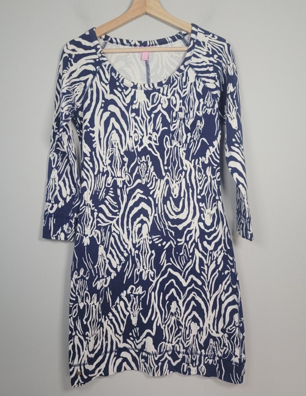 Lilly Pulitzer Dress Preston Womens S Long Sleeve Stretch Blue